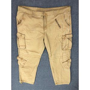 Must Way US Army Cargo Pants Men's 42x32 Beige Flat Front Drawstring Pockets